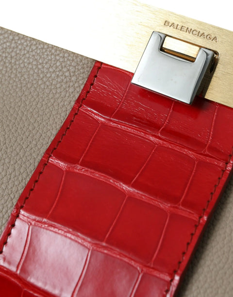 Beige Red Two Tone Exotic Leather Pouch Bag Balenciaga