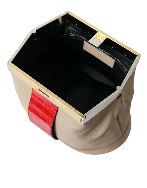 Beige Red Two Tone Exotic Leather Pouch Bag Balenciaga