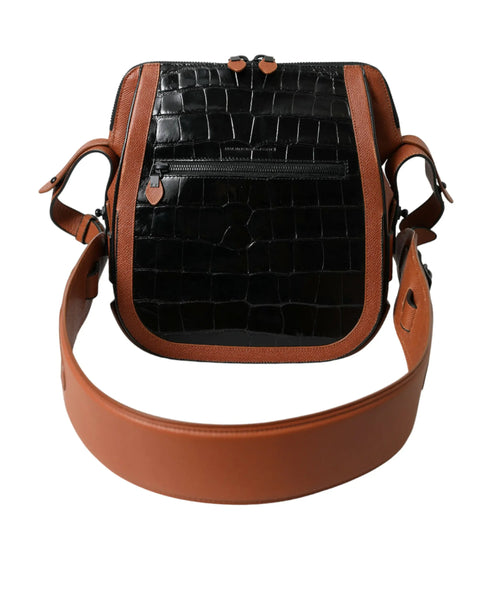 Black Brown Exotic Skin Leather Vertical Crossbody Purse Bag Balenciaga