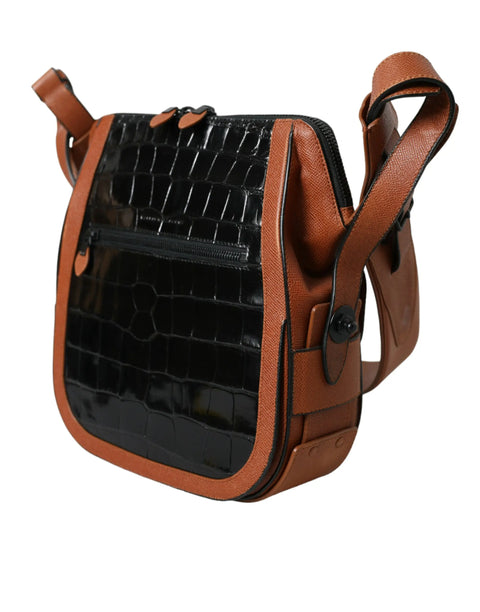 Black Brown Exotic Skin Leather Vertical Crossbody Purse Bag Balenciaga
