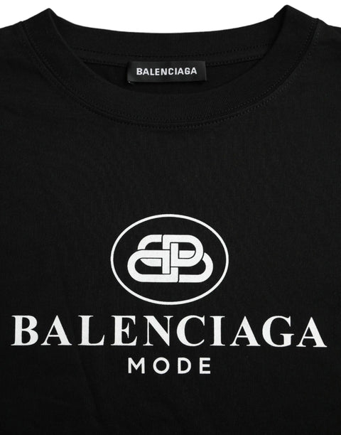 Black Cotton Logo Crew Neck Short Sleeves T-shirt Balenciaga