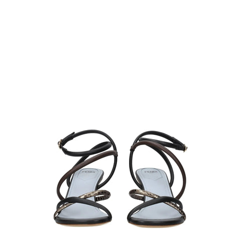 Multicolor Leather Flat Sandals Fendi