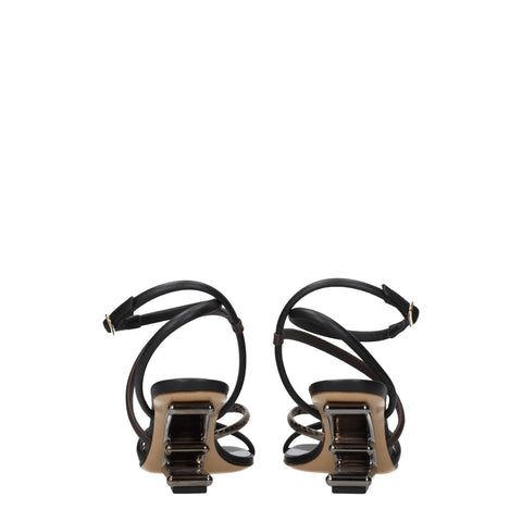 Multicolor Leather Flat Sandals Fendi